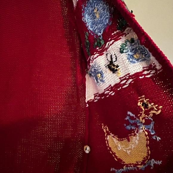 Eagle’s Eye Vintage Red Knitted Floral Bumblebee Cottagecore Vest, Sleeveless - Picture 13 of 14